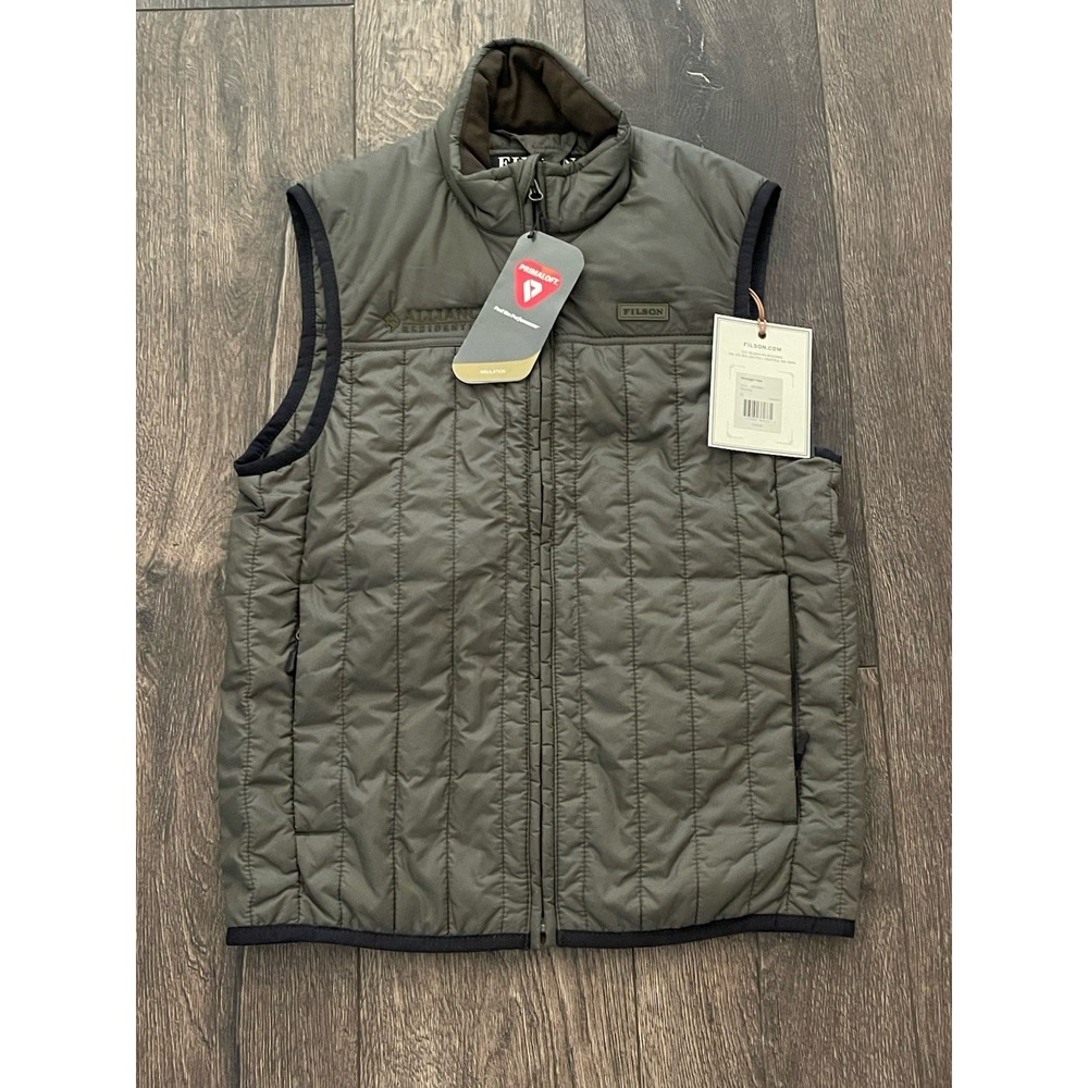 Filson Vest Mens XS Green Full Zip Logo Pockets Ultralight Vest Puffer Coat NWT